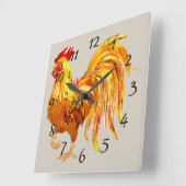 Geanimeerde Rooster Vierkante Klok (Hoek)