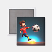 Geanimeerde Speler van de Voetbal met Bal, Magnet Magneet (Voorkant / Achterkant)