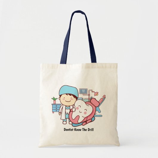Geanimeerde tandarts met tand tote bag (Voorkant)