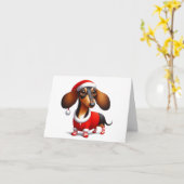 GEANIMEERDE TECKEL KERST KAART (Gele Bloem)