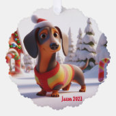 Geanimeerde teckel ornament kaart (Voorkant)