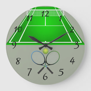 Geanimeerde Tennisbaan en rackets Grote Klok
