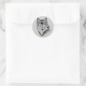Geanimeerde Wolf Face Ronde Sticker (Tas)