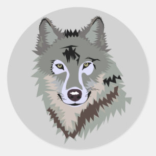 Geanimeerde Wolf Face Ronde Sticker