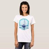 Geankerde zeilboot t-shirt (Voorkant volledig)