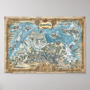 Geannoteerde kaart van Lamordia Poster