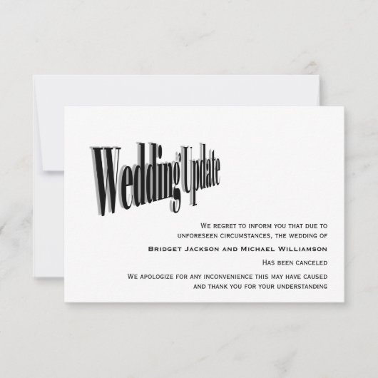 Geannuleerde bruiloft save the date (Voorkant)