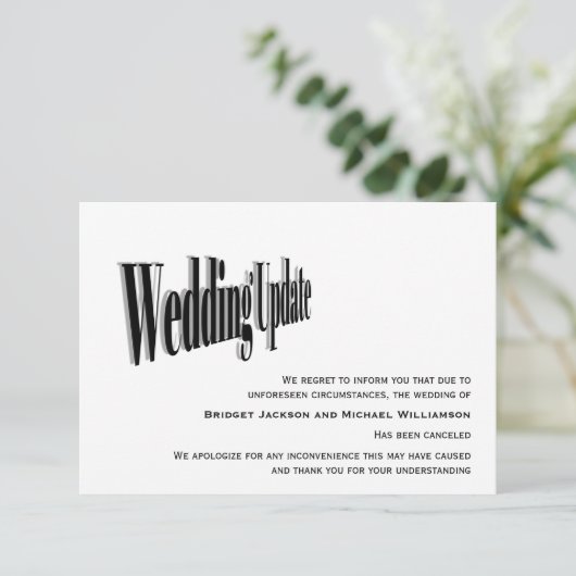 Geannuleerde bruiloft save the date (Staand voorkant)