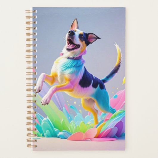 Géant coloré heureux jouant chien drôle, splash (Devant)
