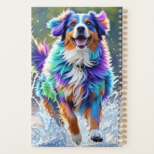 Géant coloré heureux jouant chien drôle, splash (Dos)
