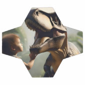 Géant doux : Le T-Rex amical qui aime un chat (Plat)