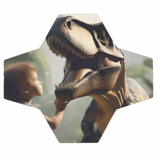 Géant doux : Le T-Rex amical qui aime un chat (Plat)