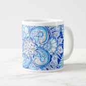 Géante tasse bleue de conception de mandala (Devant droit)