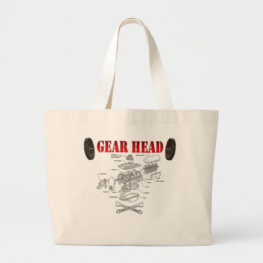 GEAR HEAD GROTE TOTE BAG (Voorkant)