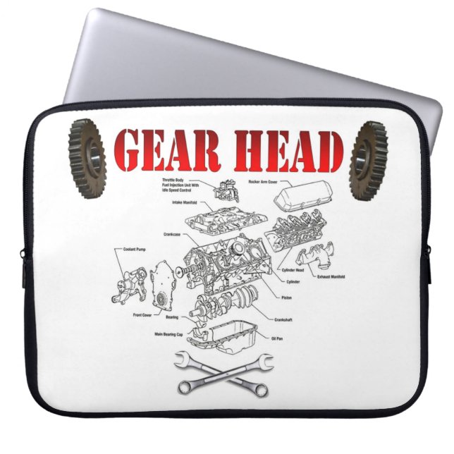 GEAR HEAD LAPTOP SLEEVE (Voorkant)