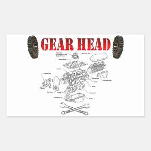 GEAR HEAD RECHTHOEKIGE STICKER