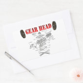 GEAR HEAD RECHTHOEKIGE STICKER (Envelop)