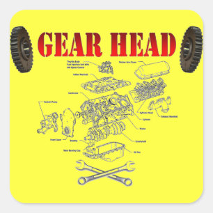 GEAR HEAD VIERKANTE STICKER