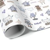 Gear Up voor Fun Robot Kinder Happy Birthday Cadeaupapier (Rol Hoek)