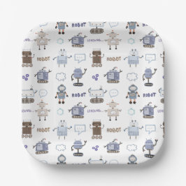 Gear Up voor Fun Robot Kinder Happy Birthday Papieren Bordje