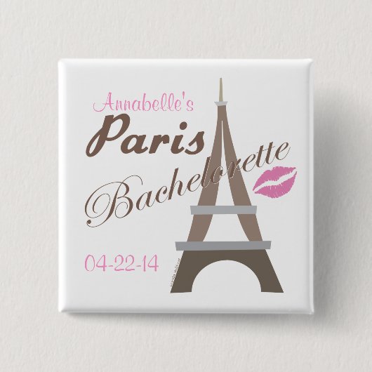 Gear van Paris Bachelorette Vierkante Button 5,1 Cm (Voorkant)