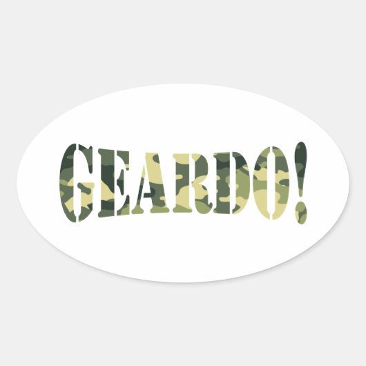 GEARDO! CAMO/CAMOUFLAGE OVALE STICKER (Voorkant)