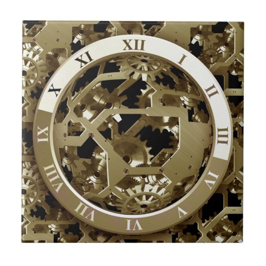 Gears Clock Kantoor Design Digital Art Destiny Tegeltje (Voorkant)