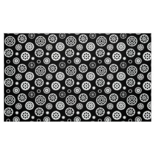 Gears Pattern 070819 - White on Black Stof