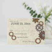 Gears Rustic Industrial Wedding Reactie RSVP Kaartje (Staand voorkant)