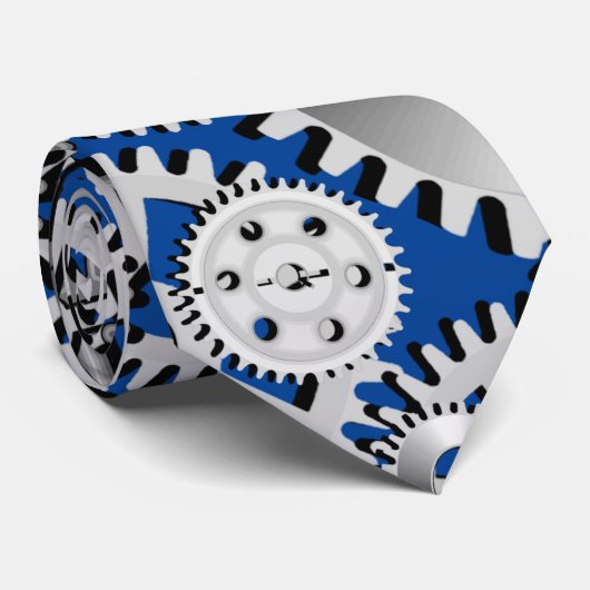Gears Silver Blue Engineering Steampunk mechanisch Stropdas (Opgerold)