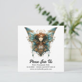 Gearspring Sylph Vlinder Steampunk Bruiloft  Aankondiging (Staand voorkant)