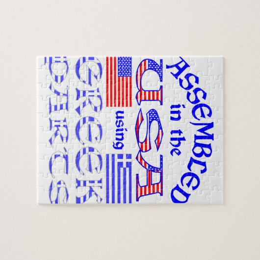 Geassembleerd in Amerikaanse Griekse onderdelen Legpuzzel (Horizontaal)