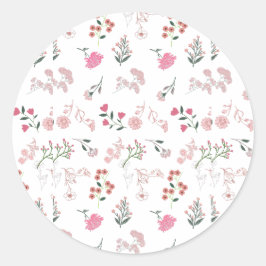 Geassorteerde delicate bloemen in patroon afdrukke ronde sticker