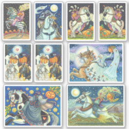 GEASSORTEERDE HOOFDLEZHORSEMAN HORSEWOMAN HALLOEEN STICKER