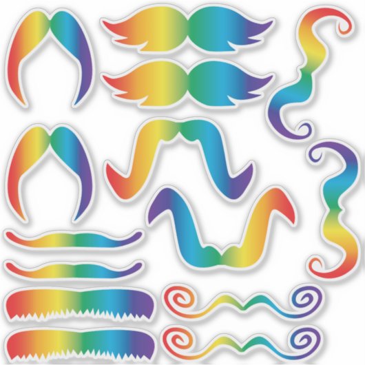 Geassorteerde regenboogsnor sticker (Voorkant)