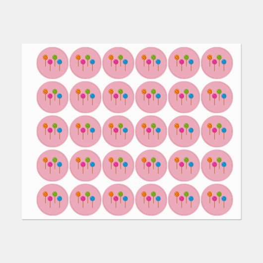 Geassorteerde spirale kleurrijke Lollipops Labels (Vel)