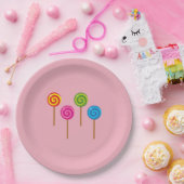 Geassorteerde spirale kleurrijke Lollipops Papieren Bordje (Feest)