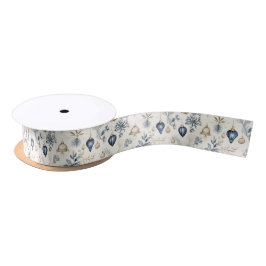 Geavanceerd blauw & goud kerstpatroon lint