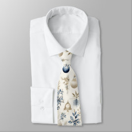 Geavanceerd blauw & goud kerstpatroon stropdas