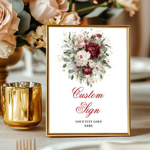Geavanceerd Marsala Boho Bloemmotief Goud Op Maat  Poster