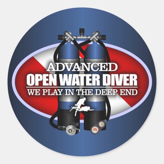 Geavanceerd open water (ST) Ronde Sticker (Voorkant)