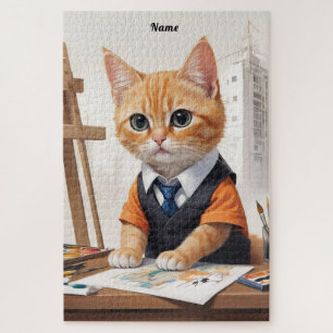 Geavanceerde architect Cat Ginger Kitten Art Legpuzzel