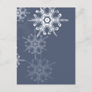 Geavanceerde blauwe/grijze sneeuwvlokken briefkaart
