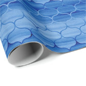 Geavanceerde blauwe Waterverf Ogee Pattern Cadeaupapier (Rol Hoek)
