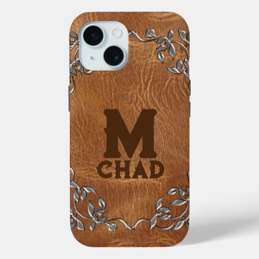 Geavanceerde bruine Westerne Lederen monogram Case-Mate iPhone Case (Achterkant)