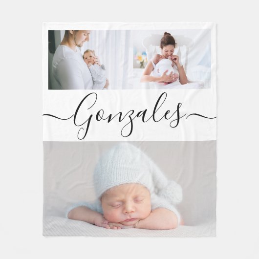 Geavanceerde foto's van het moderne familieletters fleece deken (Voorkant)
