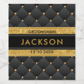 Geavanceerde Gold- en zwarte Groomsman / Beste man Wijn Etiket (Enkel label)