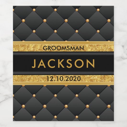 Geavanceerde Gold- en zwarte Groomsman / Beste man Wijn Etiket (Enkel label)