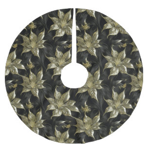 Geavanceerde gouden en zwarte poinsettia kerstboom rok
