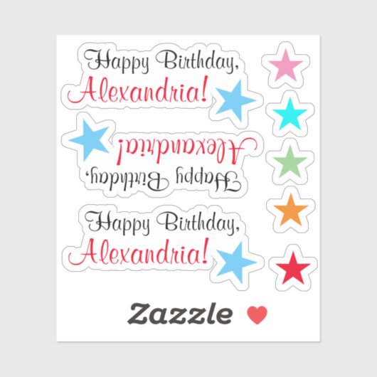 Geavanceerde "Happy Birthday" w / stervorm Sticker (Vel)